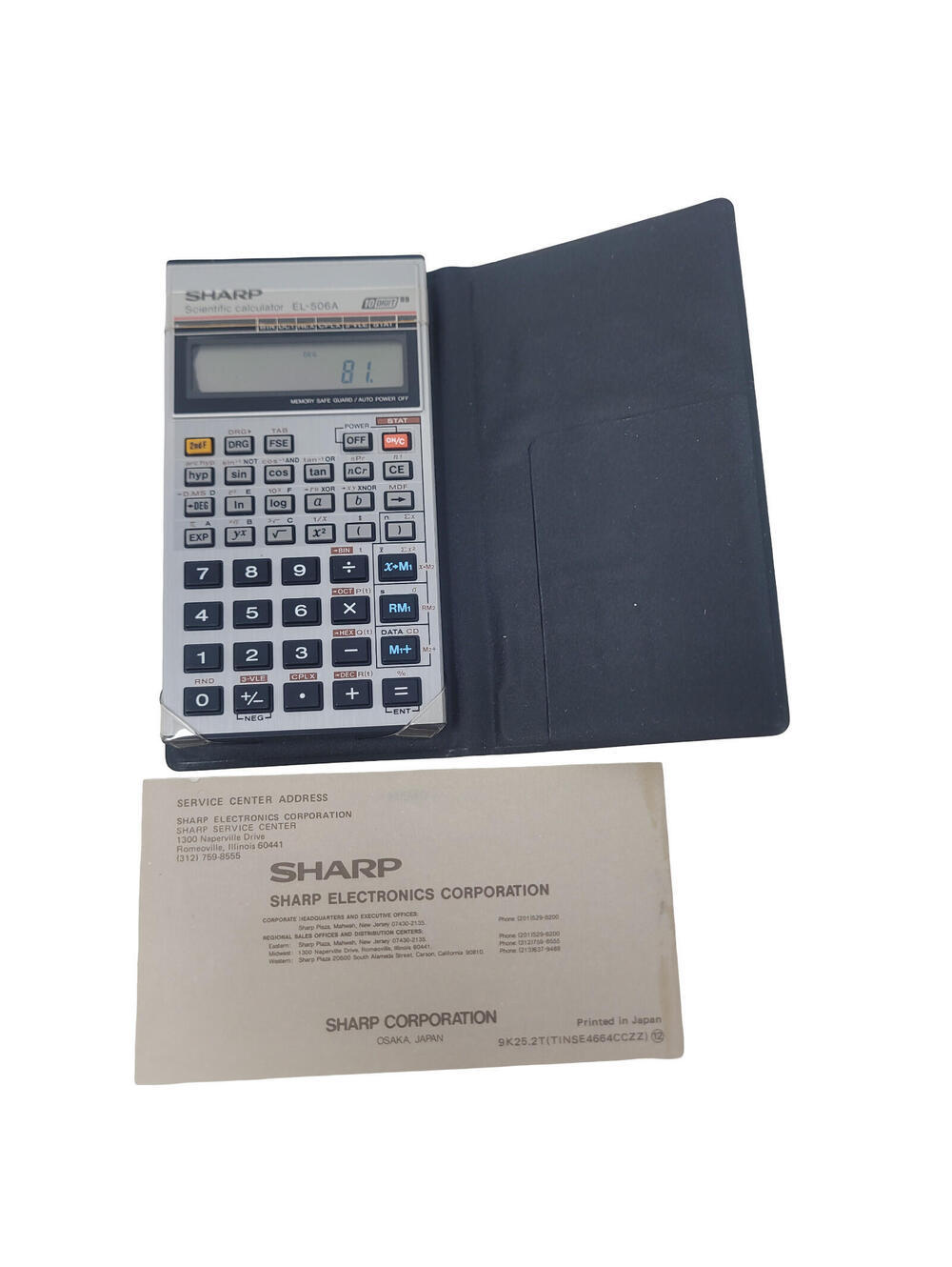 Vintage SHARP EL-506A Scientific Calculator w/ Box, Manual, Case, Book